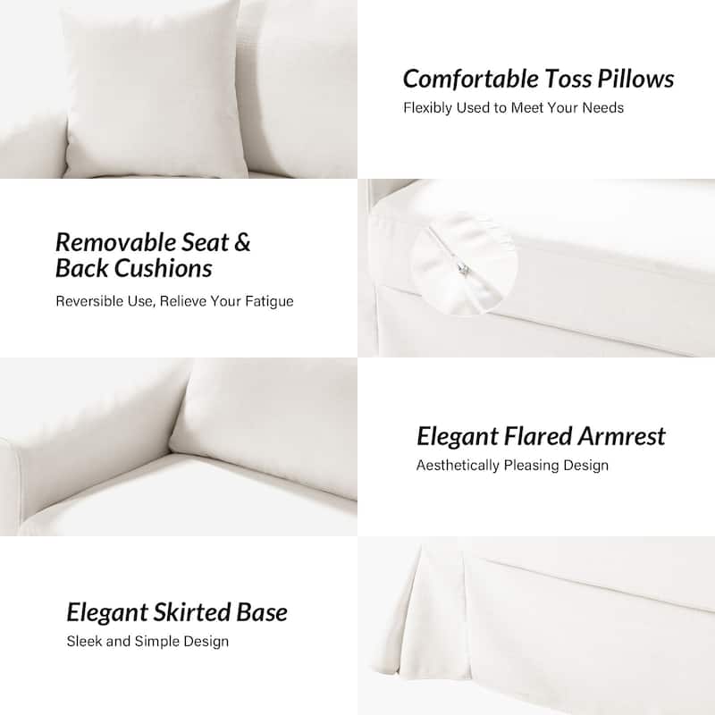 Volkhard 80.5" Modern Slipcovered Sofa With Removable Back Cushion By HULALA HOME