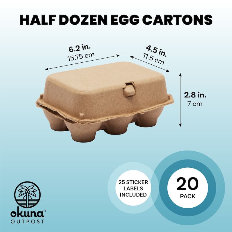 Half Dozen Egg Cartons with 25 Labels (Brown, 20 Pack) Bed Bath