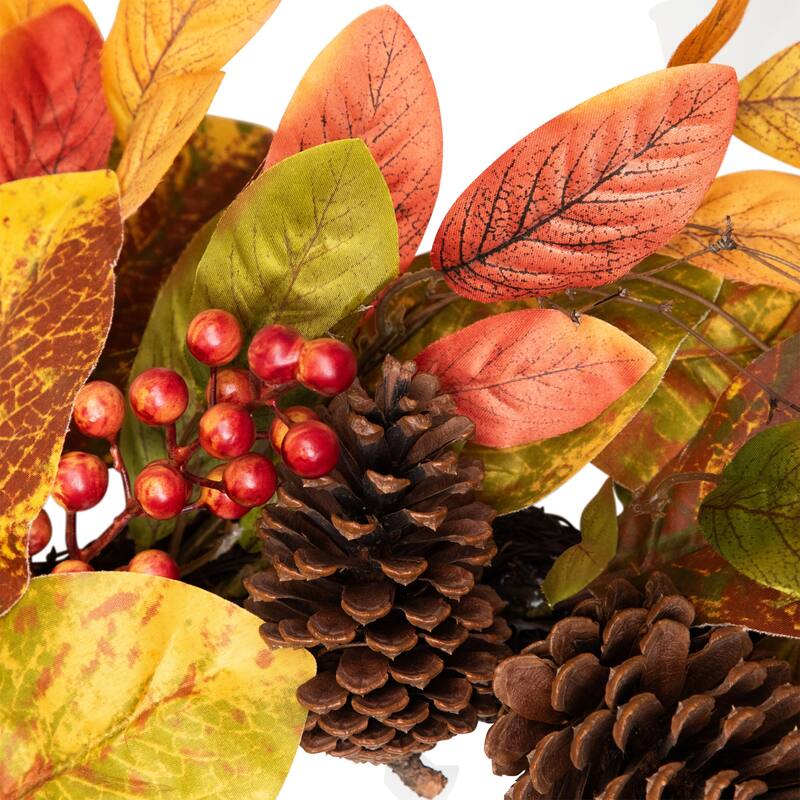 Leaves Berries Twig Artificial Thanksgiving Wreath - 26-Inch, Unlit