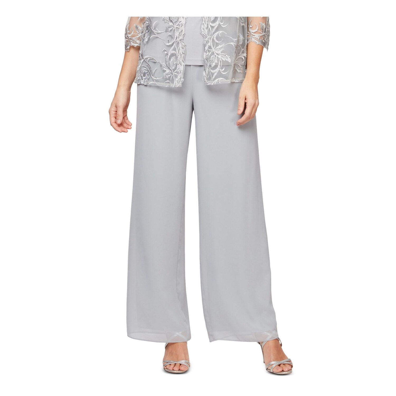 Belichamen tand technisch ALEX EVENINGS Womens Gray Sheer Solid Wide Leg Evening Pants Size XL -  Overstock - 33285435