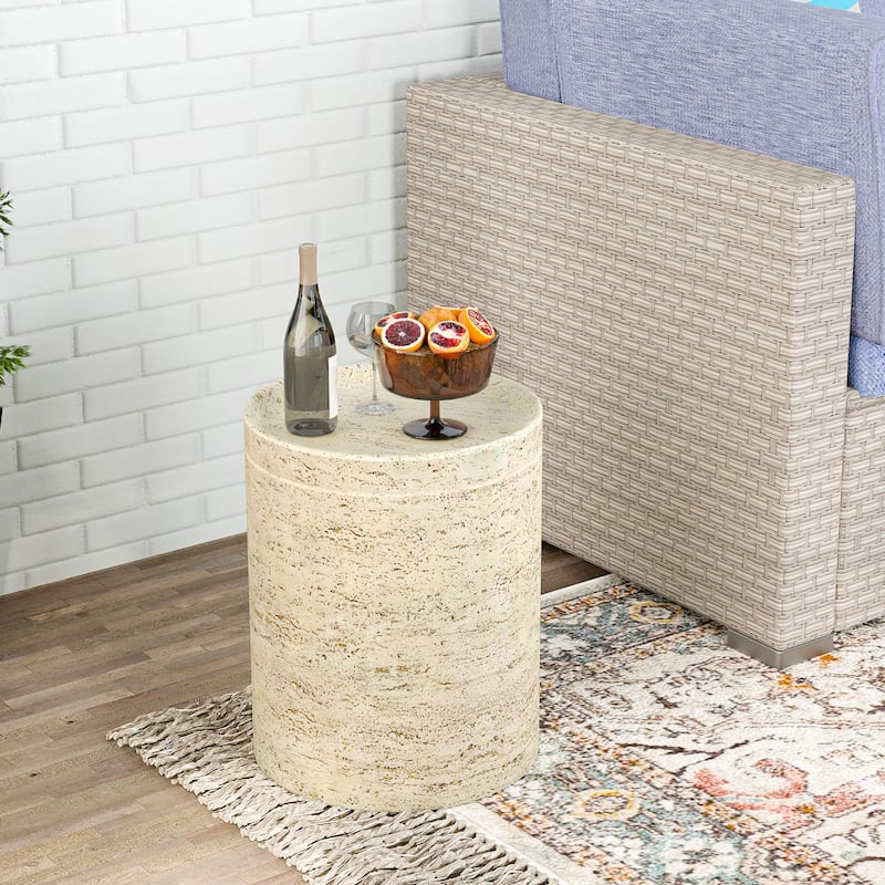 Patio Outdoor 14" Ceramic Side Table Garden Stool Log Table
