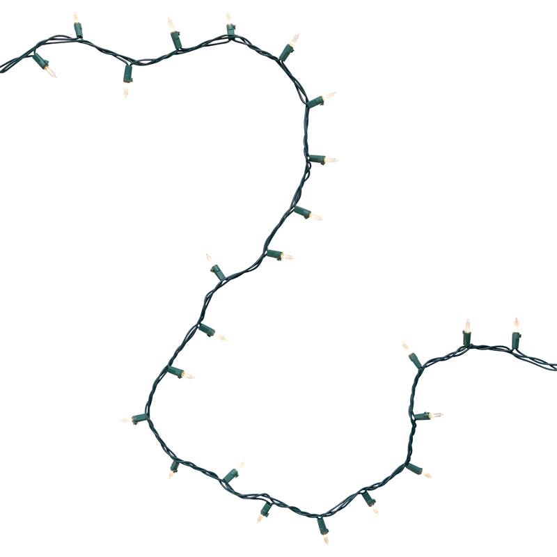 100-Count Clear Mini Christmas Light Set, 20.25ft Green Wire