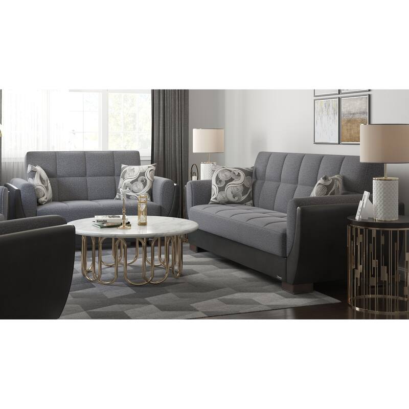 Collection Upholstered Convertible Loveseat With Storage