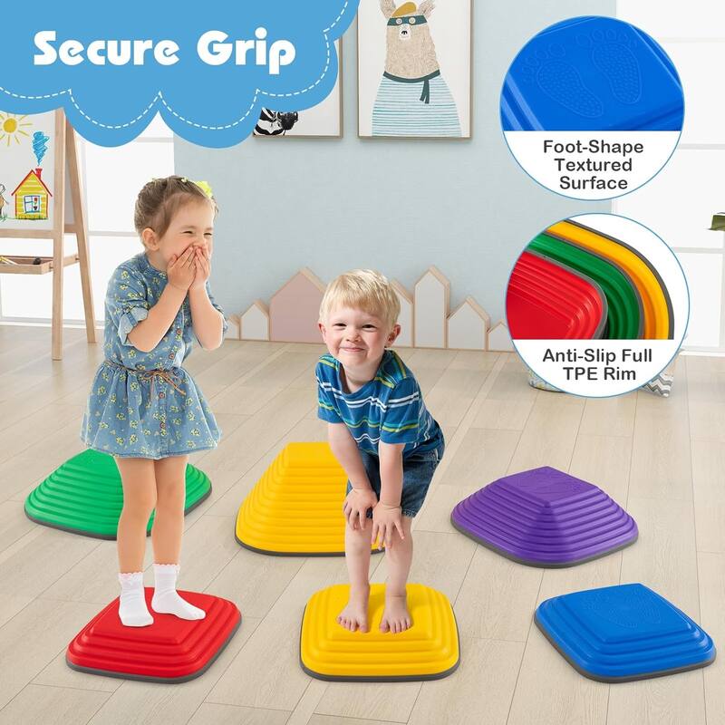 6 PCS Stepping Stones Non-Slip Toddler Sensory Balance Blocks - 6 pcs