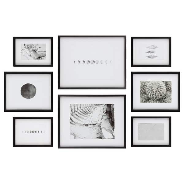 8 Piece Gallery Wall Frame Set With Decorative Art Hanging Template Overstock 31814758