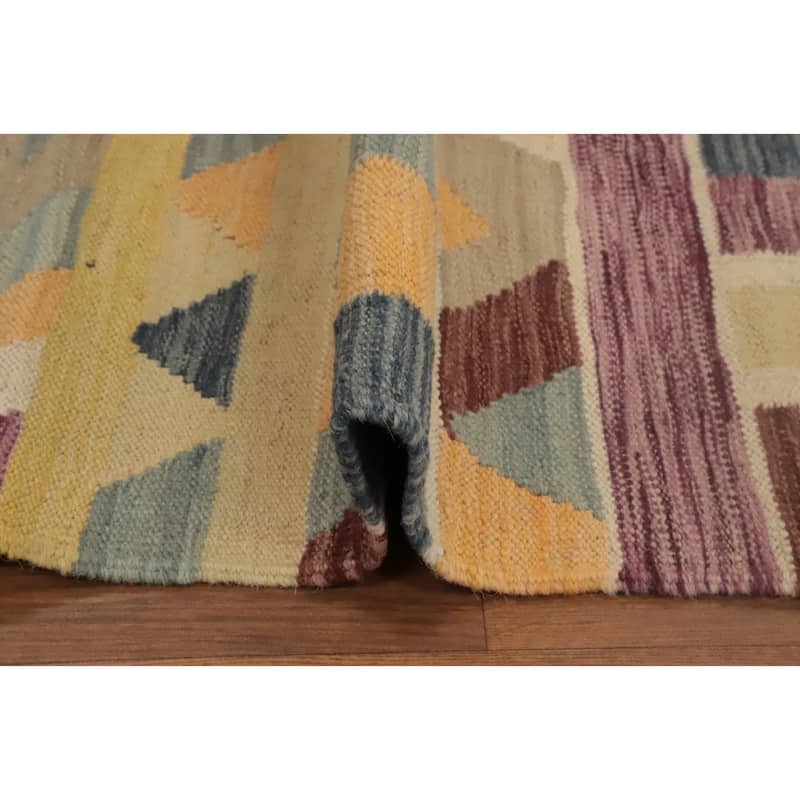 Hand Woven Oriental 100% Wool Carpet Southwestern Tribal Multi-Colored Kilim Area Rug - 4' 2'' X 2' 1''