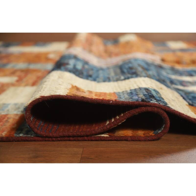 Orange Moroccan Oriental Area Rug Handmade Modern Wool Carpet - 5'9" x 7'8"