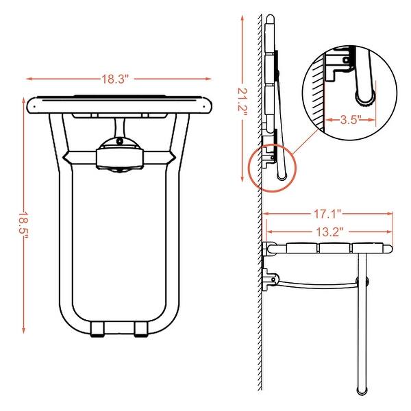 Mcombo Foldable Shower Seat Wall Mounted with Leg for Small Space ...