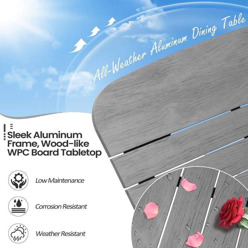 7-Piece Outdoor Patio Dining Set Aluminum Rectangle Table with Stackable Chairs