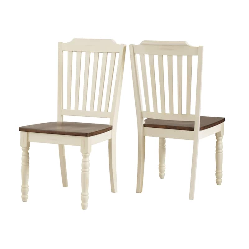 Mackenzie Country Style Two-tone Dining Chairs (Set of 2) by iNSPIRE Q Classic - Slat Back Antique White