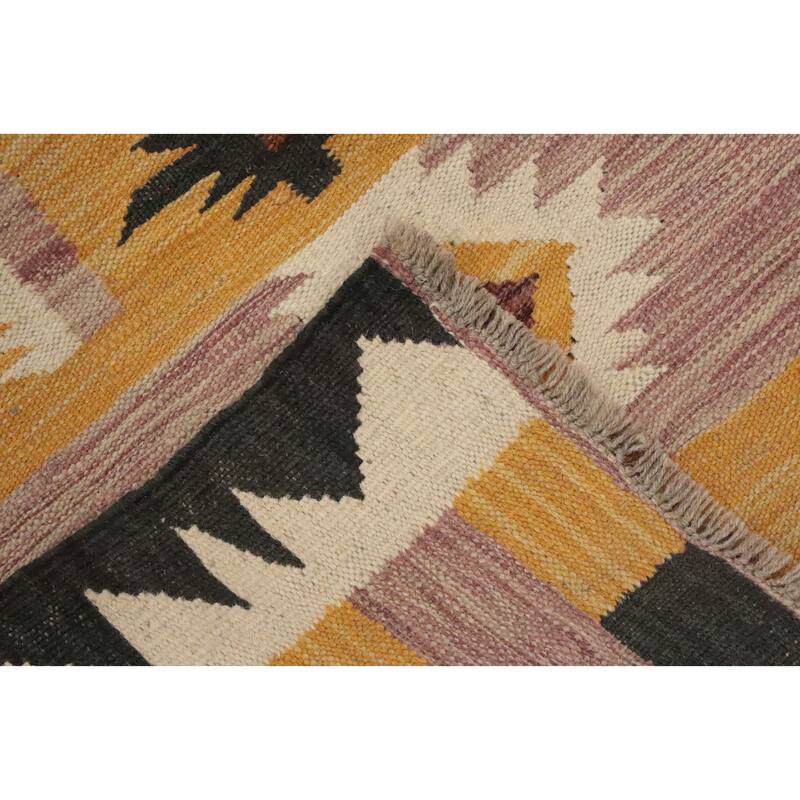 Hand Woven Oriental 100% Wool Carpet Southwestern Tribal Pink Kilim Area Rug - 6' 9'' X 5' 0''