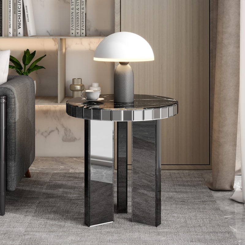 Marble Top Round End Table Side Table