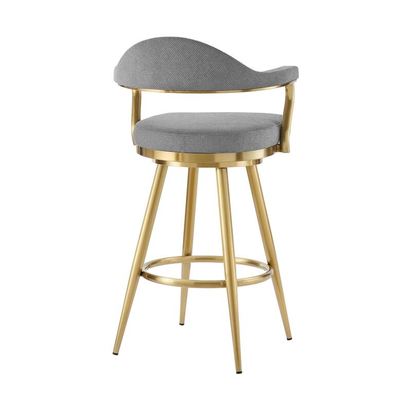 Justin Upholstered Bar or Counter Height Chair Swivel Barstool with Arms