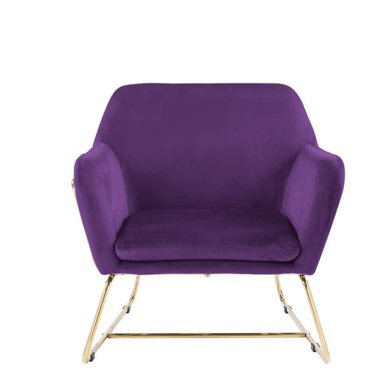 Velvet Accent Chair with Metal Base