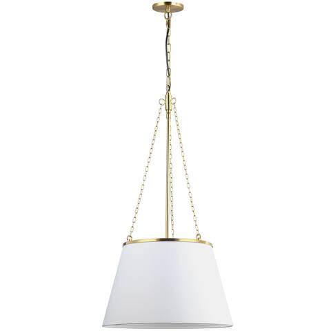 Dainolite Plymouth Modern and Contemporary 1 Light Incandescent Pendant, Aged Brass w/ White Shade