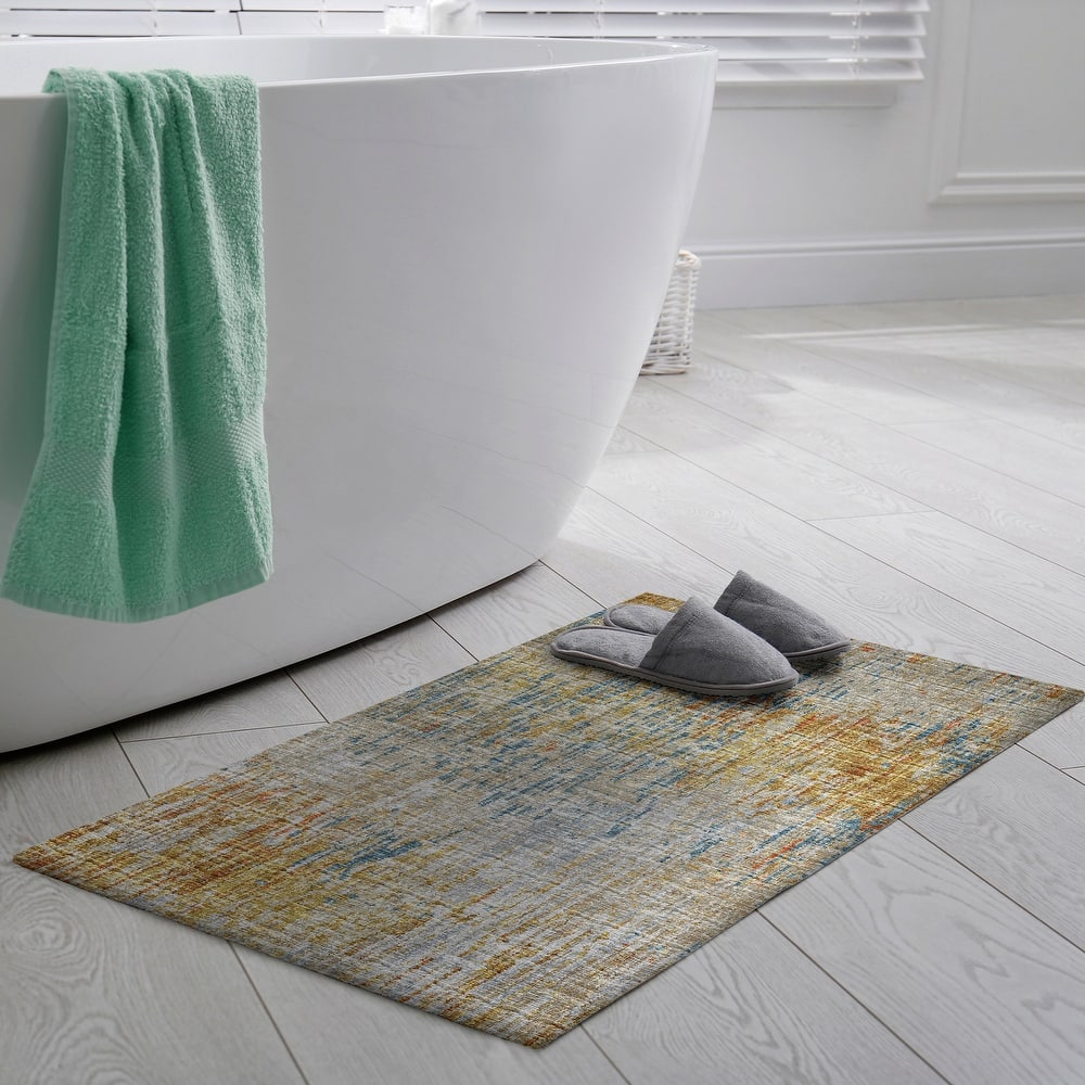 Indoor/ Outdoor Accord Modern Brushstrokes Polyester Washable Rug New