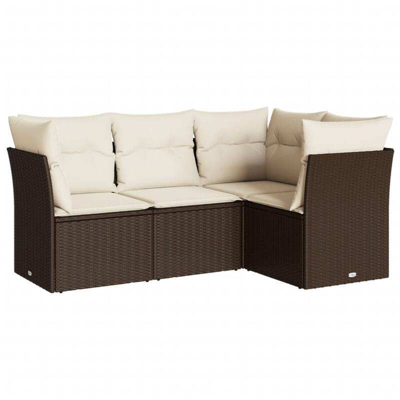 vidaXL Garden Sofa Set Brown, Cream White - 24.4 x 24.4 x 27.2