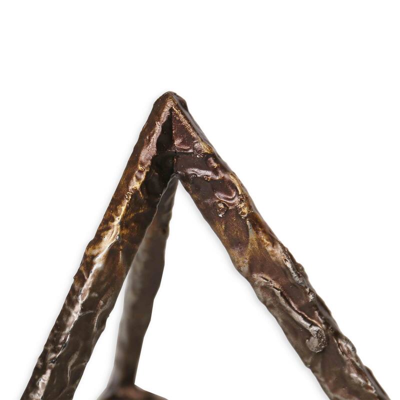 HomeRoots Set of Three Bronze Metal Pyramid Tabletop Sculptures - 9.5' X '8' X '8.25