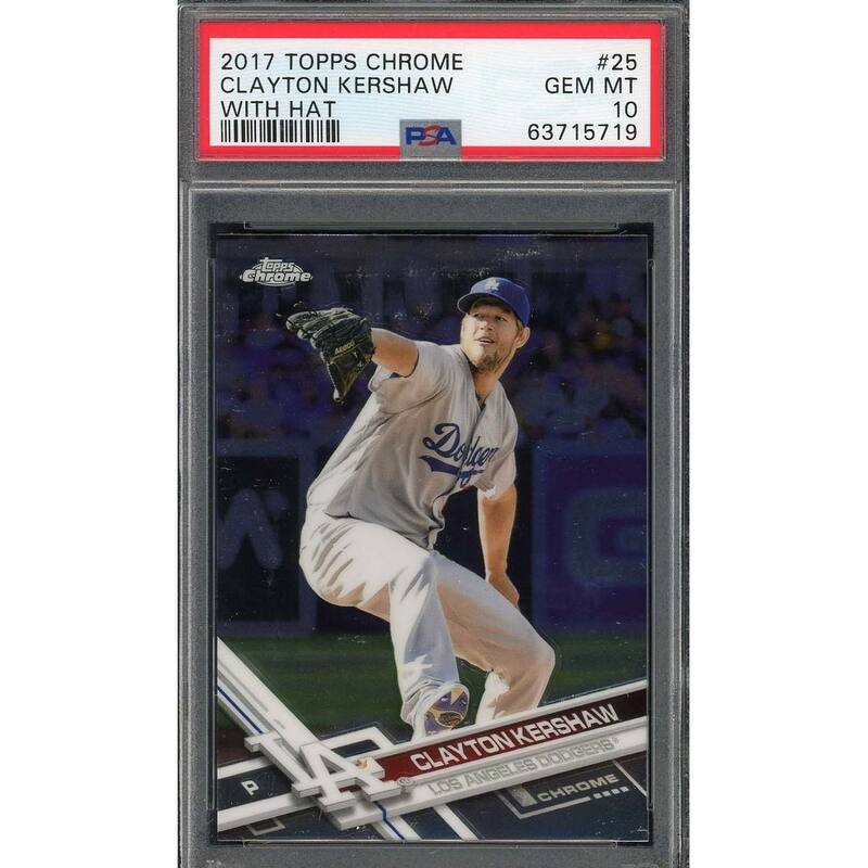 Clayton Kershaw 2017 Topps Chrome With Hat Baseball Card #25 Graded PSA 10 - 8'6" x 11'6"