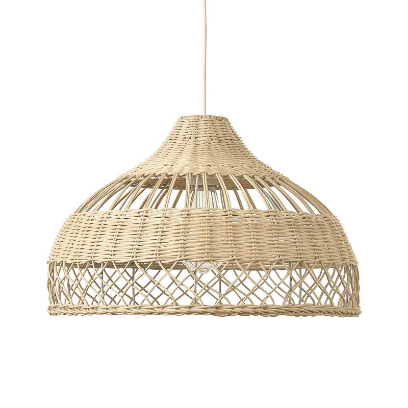 1-Light 16" Handmade Natural Vine Pendant Light,No Bulb Included - White + Brown - 15.75"W x 10.25"H x 15.75"D