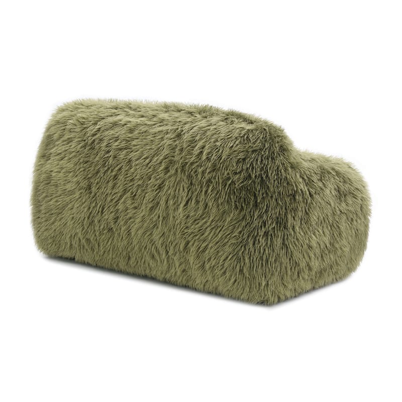 Furniture of America Cynra Modern 66-inch Faux Fur Loveseat with Ball Pillow