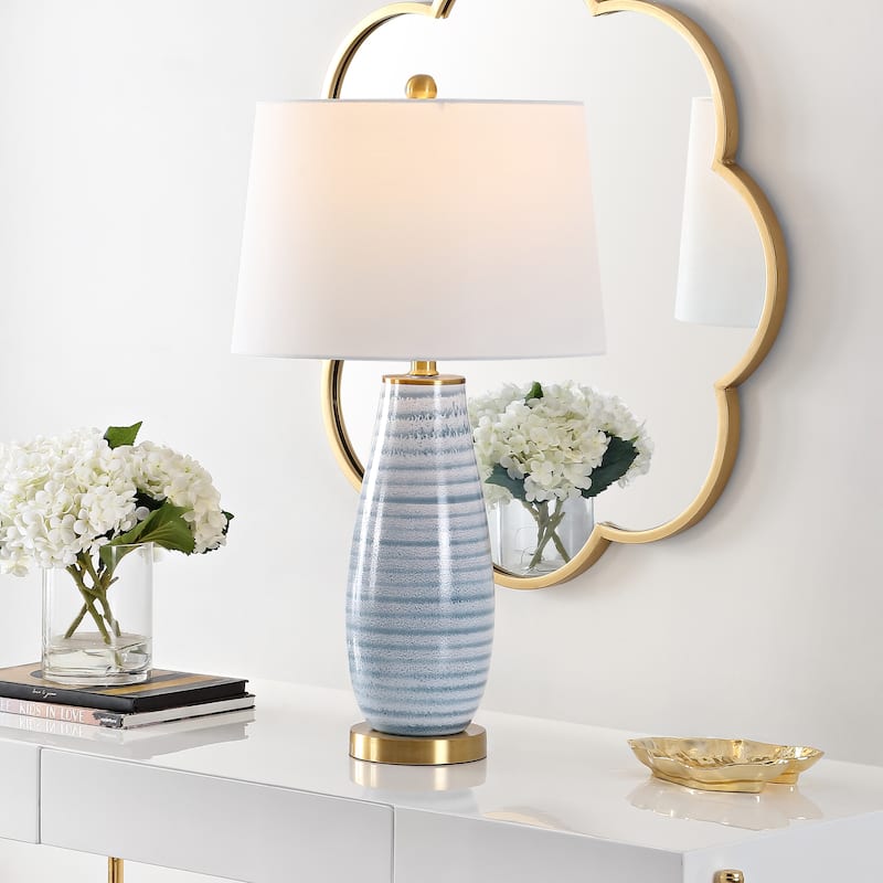 SAFAVIEH Lighting 26.5-inch Eliana Glass Table Lamp - 15" x 15" x 26.5"