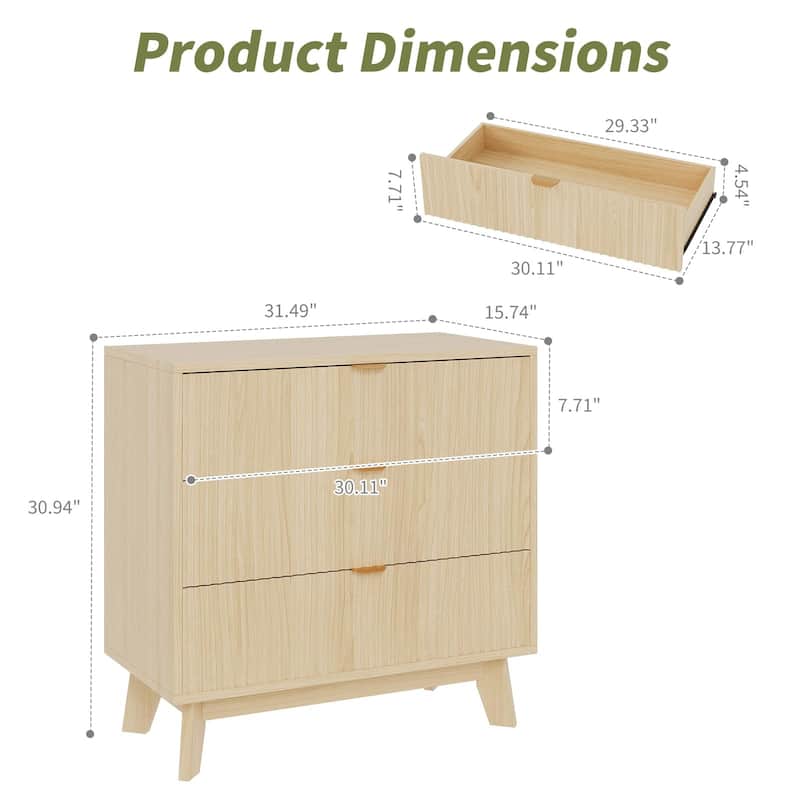 Fluted 3/4/5 Drawer Dressers for Bedroom, Modern Wooden Chest of Drawers