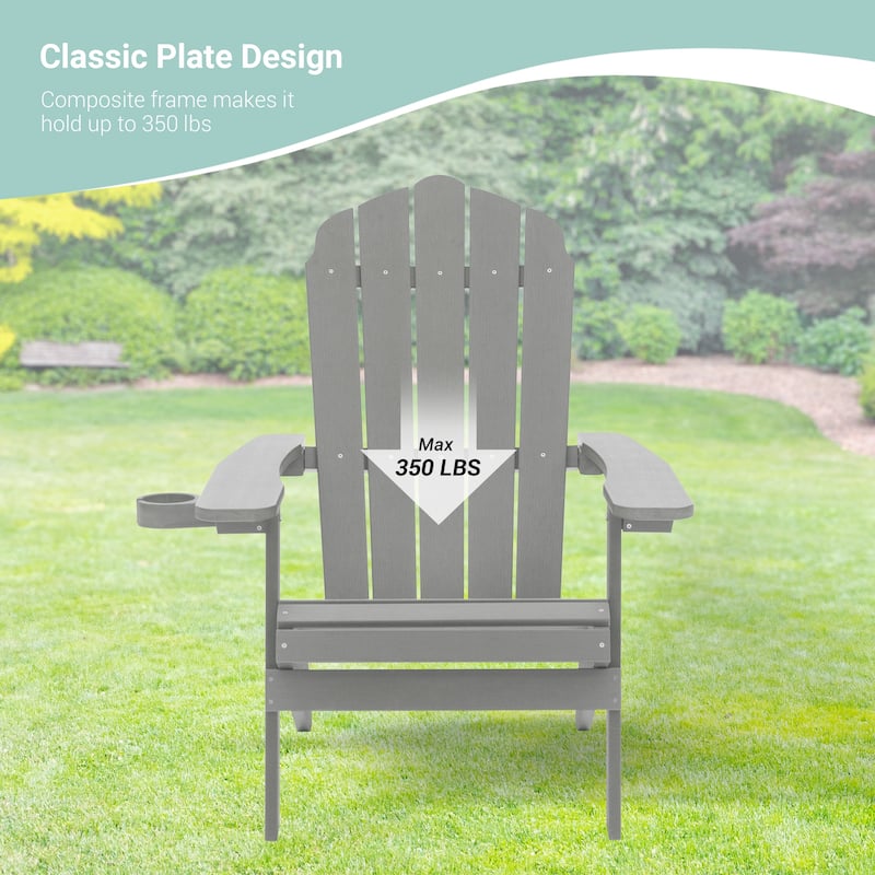 LIVOOSUN Outdoor Folding Adirondack Chair w/Cup Holder Set of 2 or 4