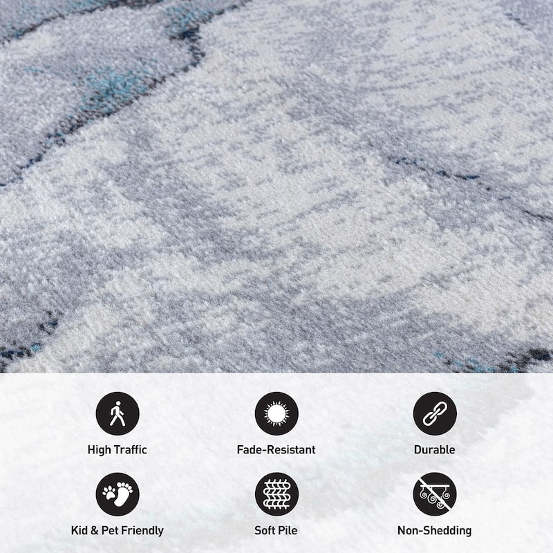World Rug Gallery Abstract Wave Contemporary Area Rug
