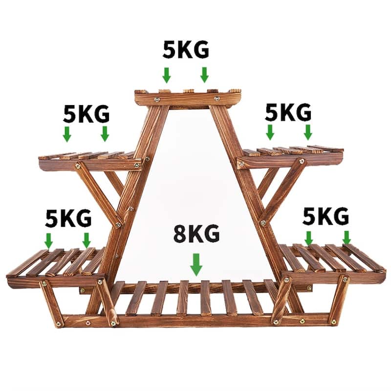 6 Tiered Triangle Wood Plant Stand Corner Flower Shelf Indoor Outdoor