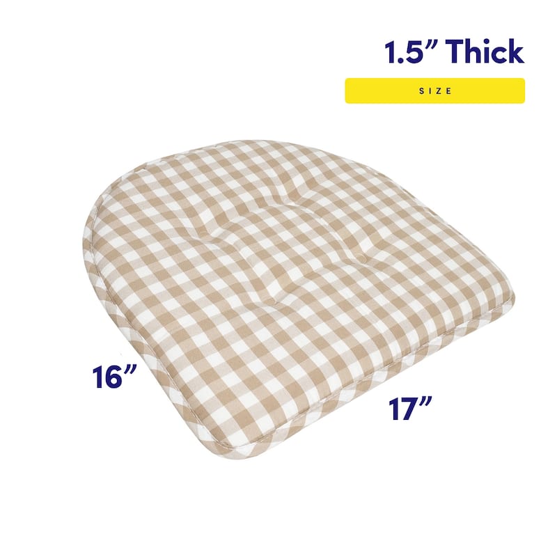 Checkered Memory Foam U-Shape Non-Slip Chair Cushion Sets
