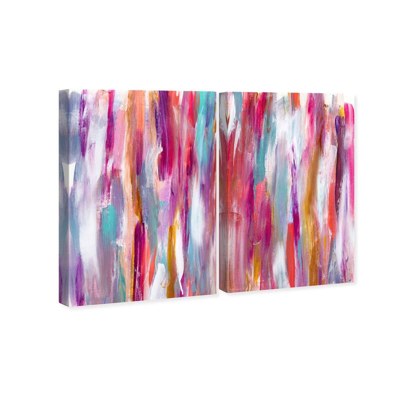 Wynwood Studio Abstract Crush and Love Diptych Pink and Tiffany Blue Modern & Contemporary Wall Art Canvas Print