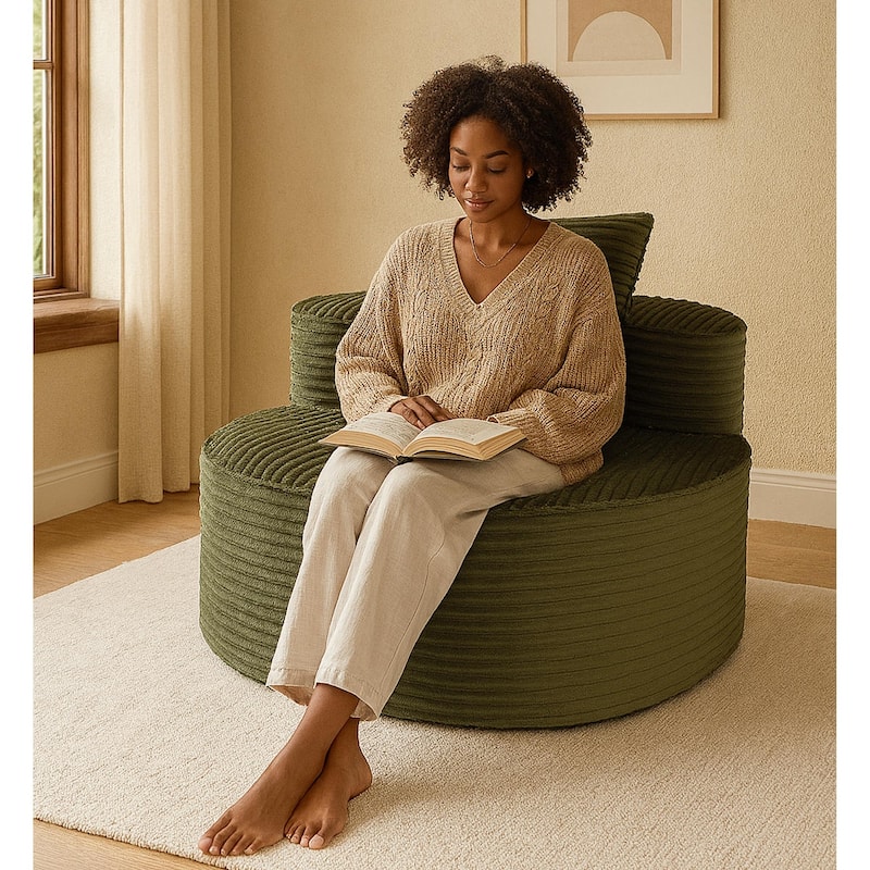 Floor Standing Single Sofa Chair Accent Chair Corduroy Barrel Chair