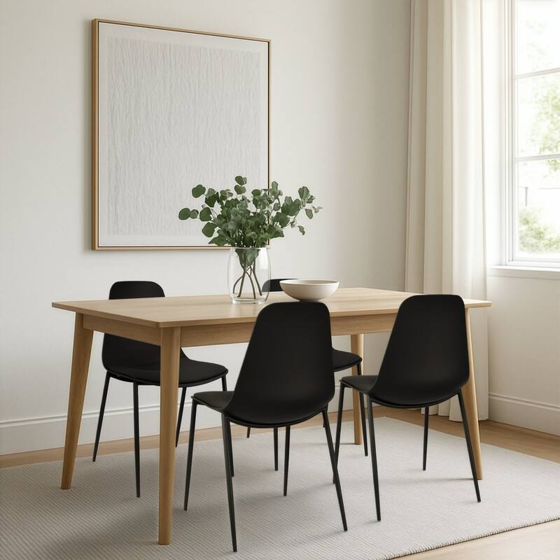 Set of 4 Plastic Dining Chairs Cushion Padded For Kitchen Metal Legs Guest Meeting Waiting Room Business Indoor Outdoor Patio