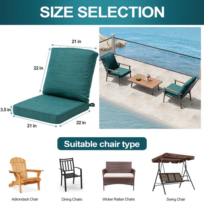 22 x 21 in Outdoor Patio Deep Seat Cushions Set Water Resistant