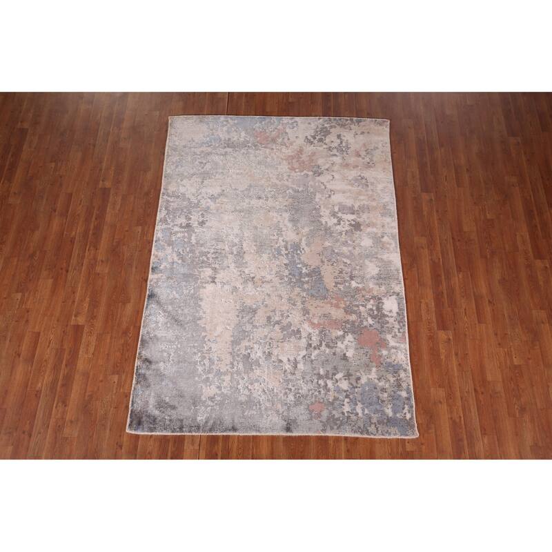 Contemporary Abstract Area Rug Handmade Oriental Wool Carpet - 5'3"x 7'6"