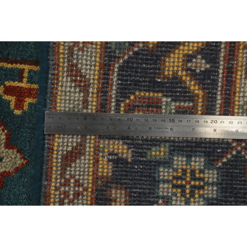 Hand-knotted Transitional Wool Carpet Blue Oushak Rug Floral Oriental Area Rug - 8' 9'' X 5' 11''