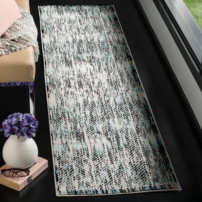 SAFAVIEH Skyler Hedwig Modern Rug - 2' x 8' Runner - Grey/Blue