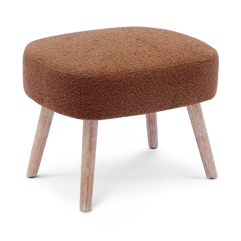 Boucle Polyester Upholstered Ottoman - Stain Resistant