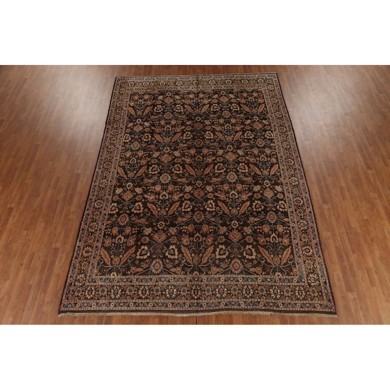 All-Over Brown Mood Persian Vintage Area Rug Handmade Wool Carpet - 8'5"x 12'0"