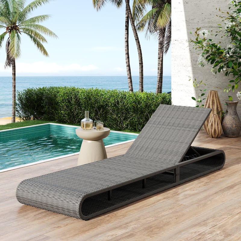 Christopher Knight Home- Silas Outdoor PE Rattan Chaise Lounge - PE Rattan+Iron
