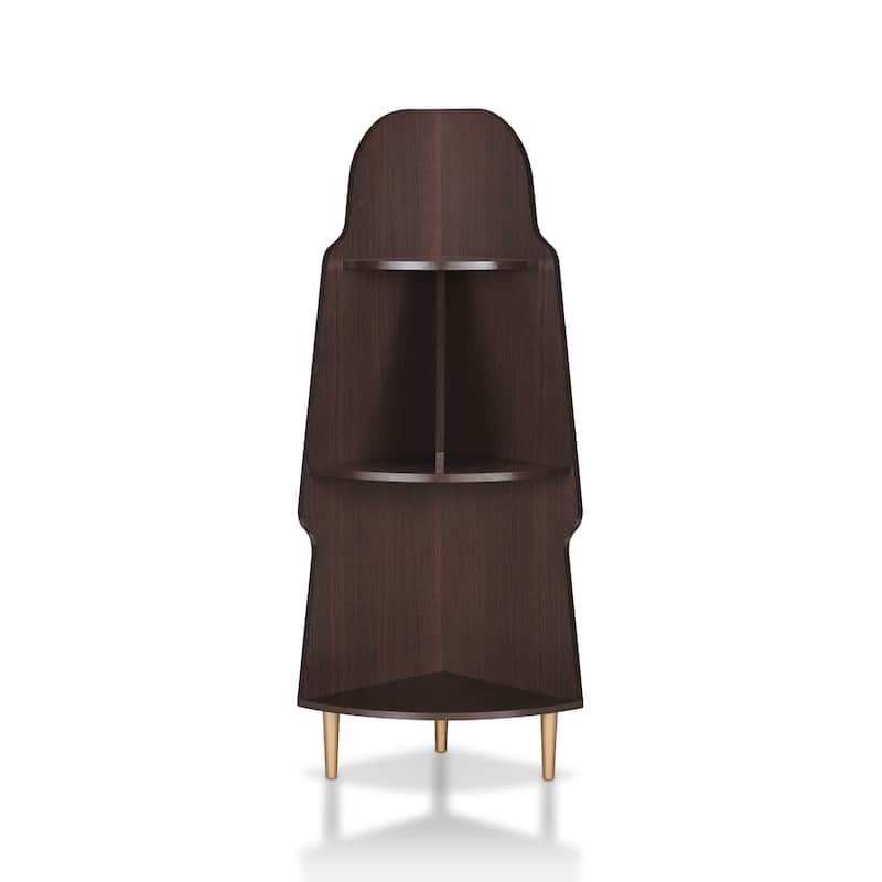 Arissa Modern 3-Tiered Shelves Corner Bookcase with Split Middle Shelf by Furniture of America
