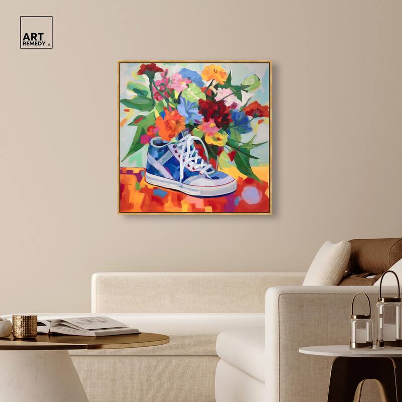 Colorful Sneaker Bouquet Canvas by Art Remedy