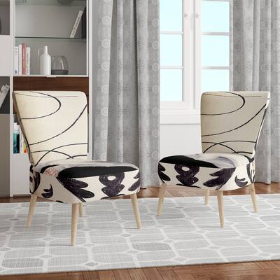 Designart "Black And White Fancy Glamorous Gloves" Upholstered Fashion Accent Chair - Arm Chair