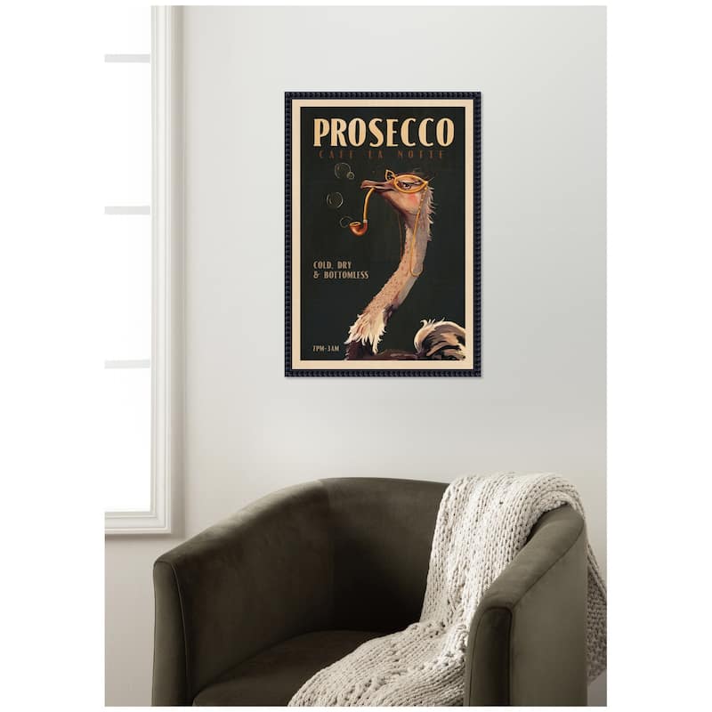 Kate and Laurel WG Deco Prosecco Ostrich by The Whiskey Ginger Framed Canvas Wall Art Print