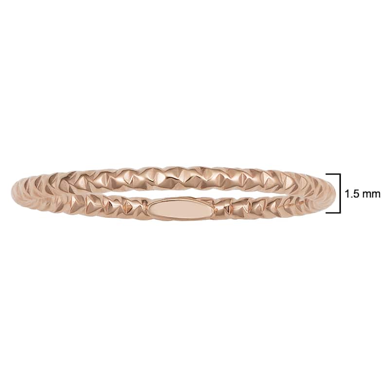 14k Yellow White or Rose Gold 1.5 millimeter Diamond-cut Stackable Ring