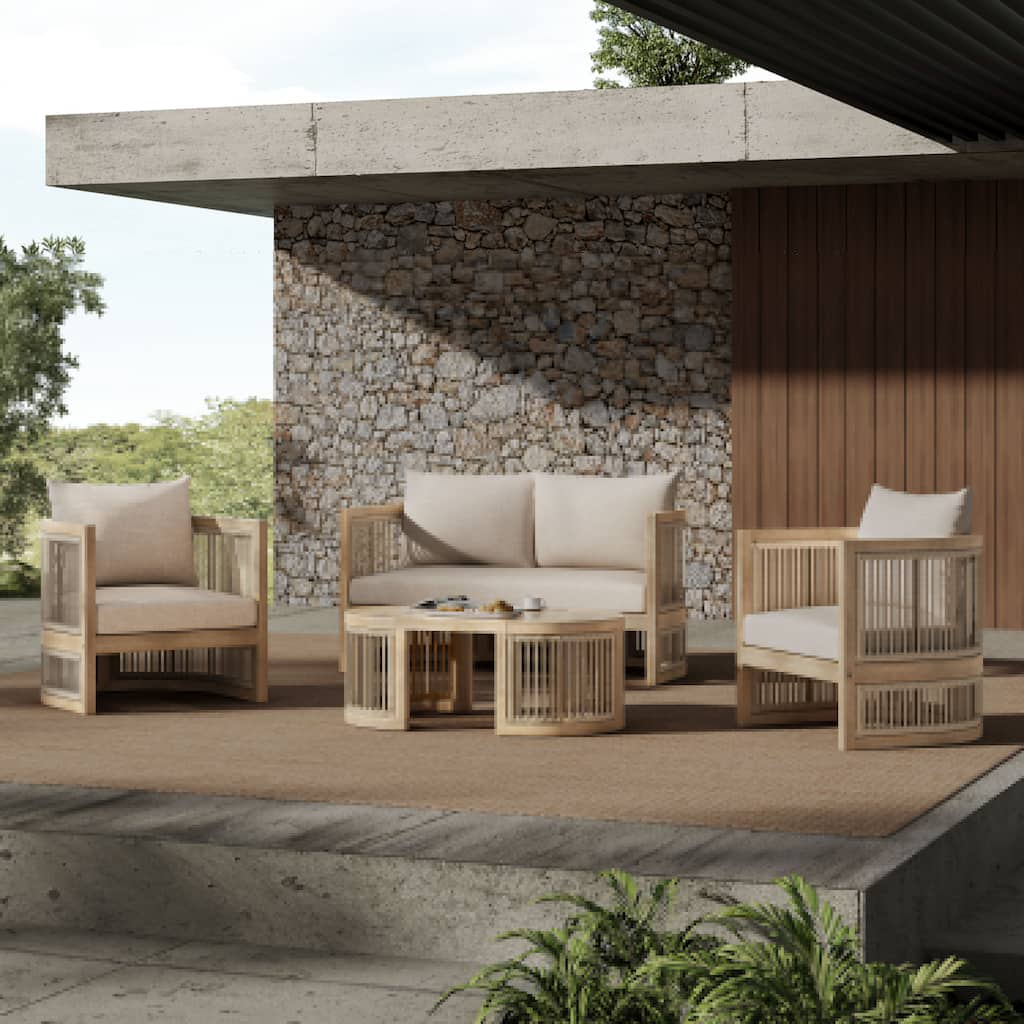 Christopher Knight Home- Leocadia Acacia Wood Outdoor Chat Set