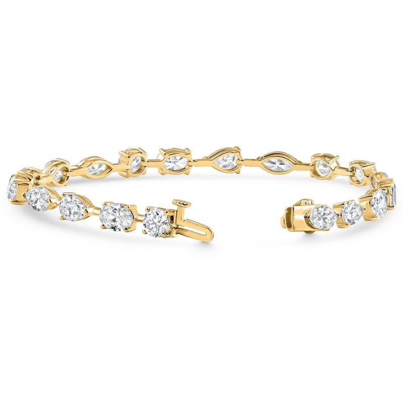 Bliss Diamond 10Ct Mixed Cut Diamond Tennis Bracelet 7" Yellow Gold Lab Grown