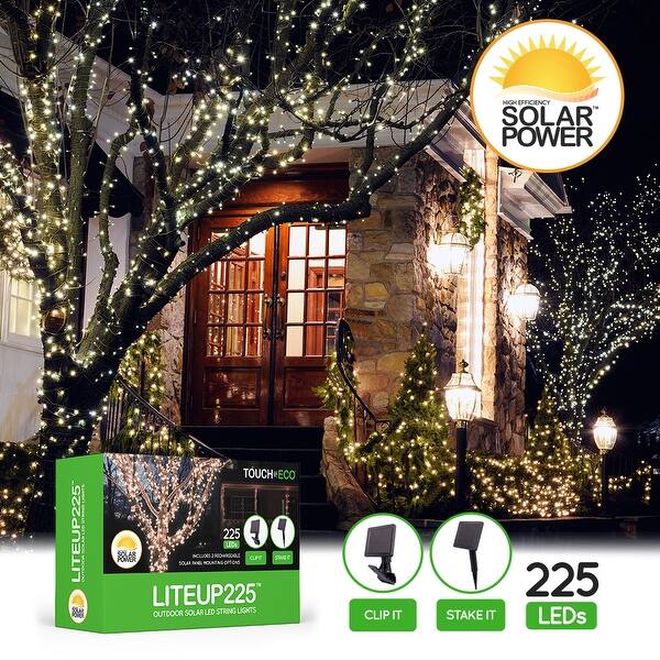 Shop Solar Powered 225 Led Outdoor String Lights White Or
