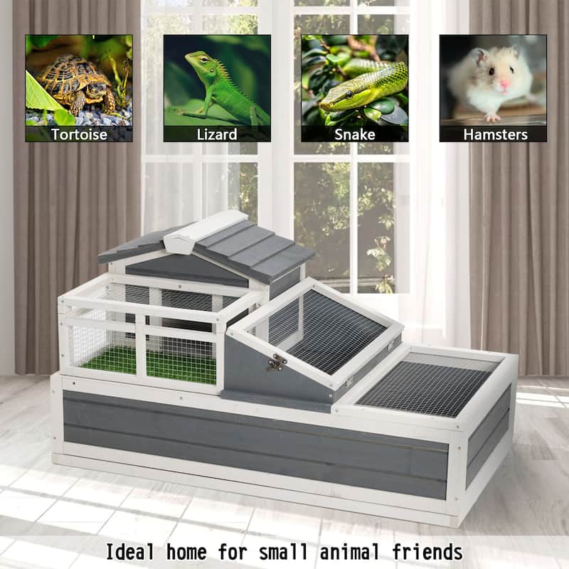 Indoor/Outdoor Wooden Tortoise Enclosure with Ladder